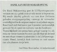 Dankwoord van C-LO&Sport aan Ruud Makarawung.